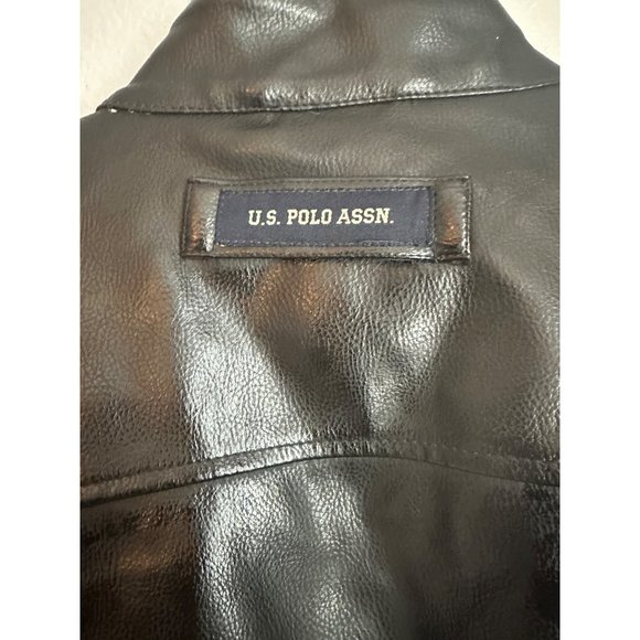 VTG US Polo Assn Leather Racer Motorcycle Jacket mens M Black - Picture 6 of 7